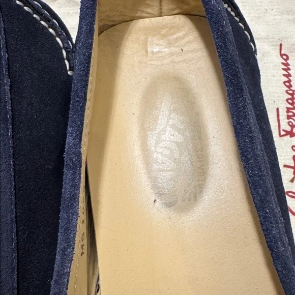 Salvatore Ferragamo Men's Dark Blue Suede Loafers, sz 12